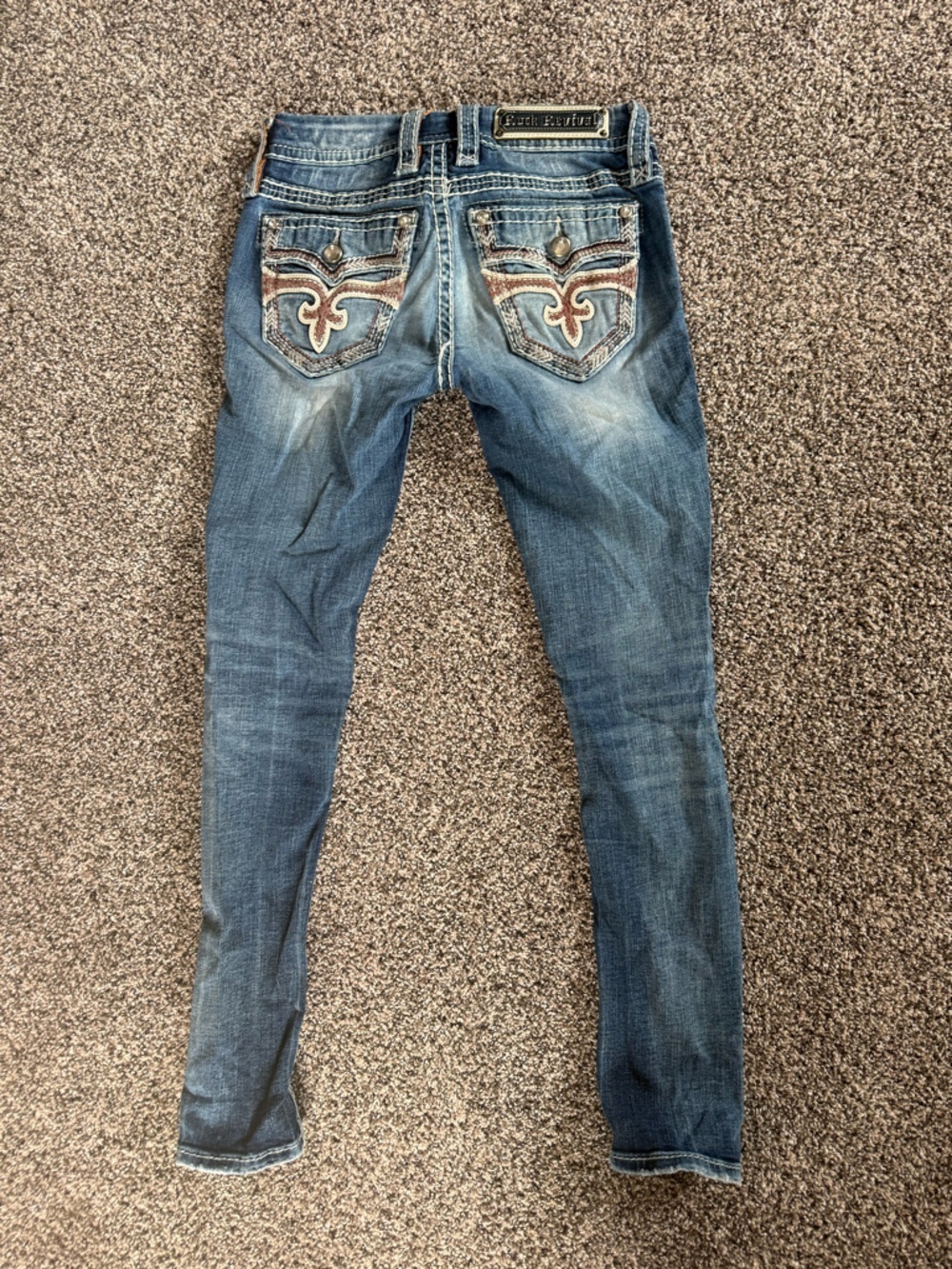 Rock Revival Women's Blue Embroidered Pocket Skinny Jeans Size 26